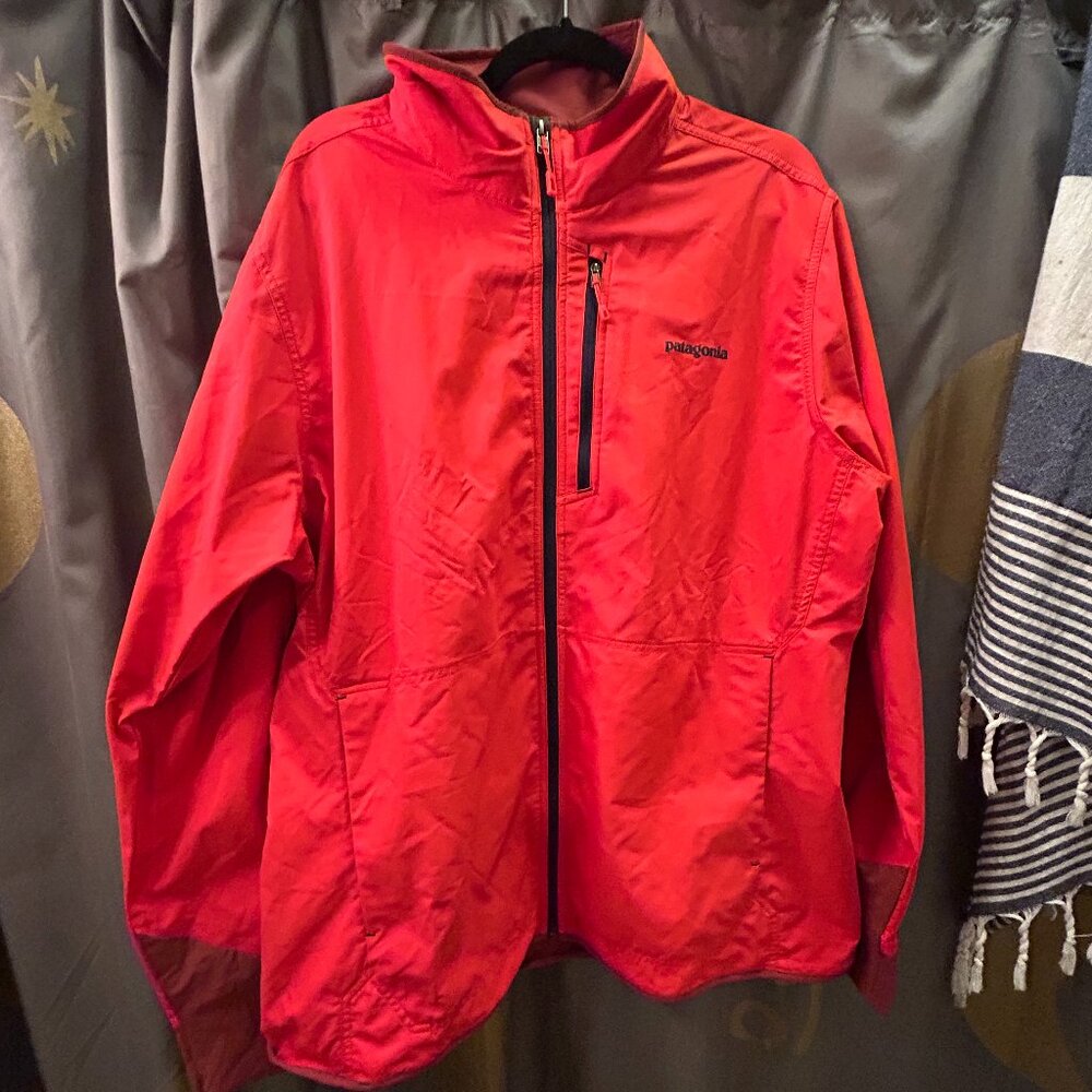 Patagonia All Free Jacket Zippered‎ Windbreaker Red 2XL Excellent Condition Coat